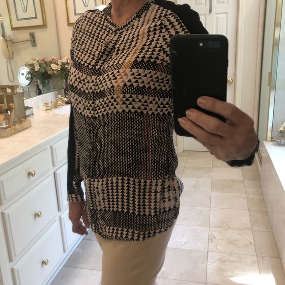 Michael Stars Rib Sleeve Panel Button Blouse, Sz S - Picture 10 of 16